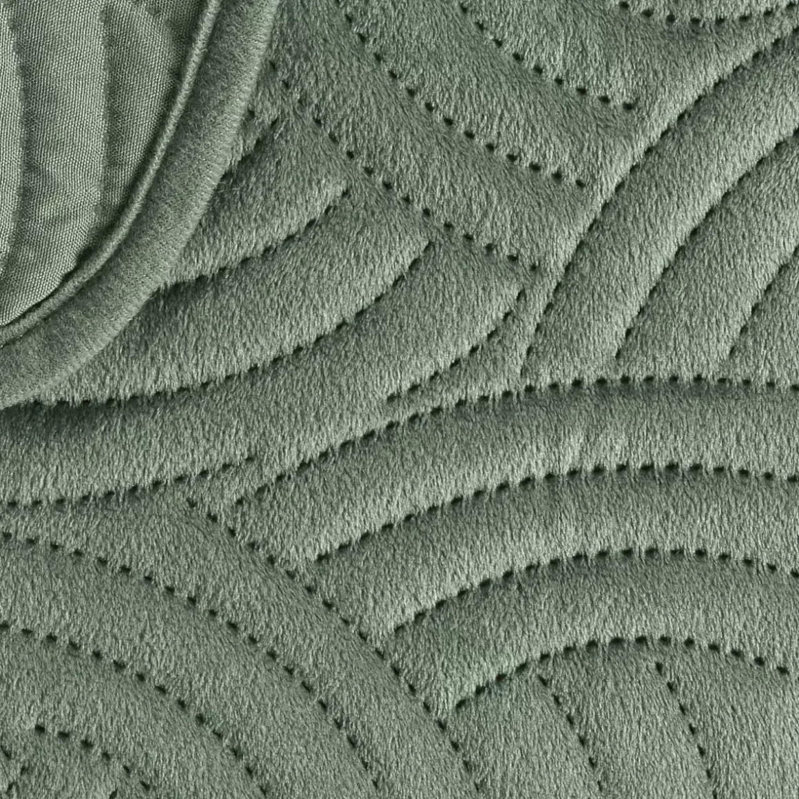 Copripiumino trapuntato e due federe (240 x 260 cm) Solange Verde cachi