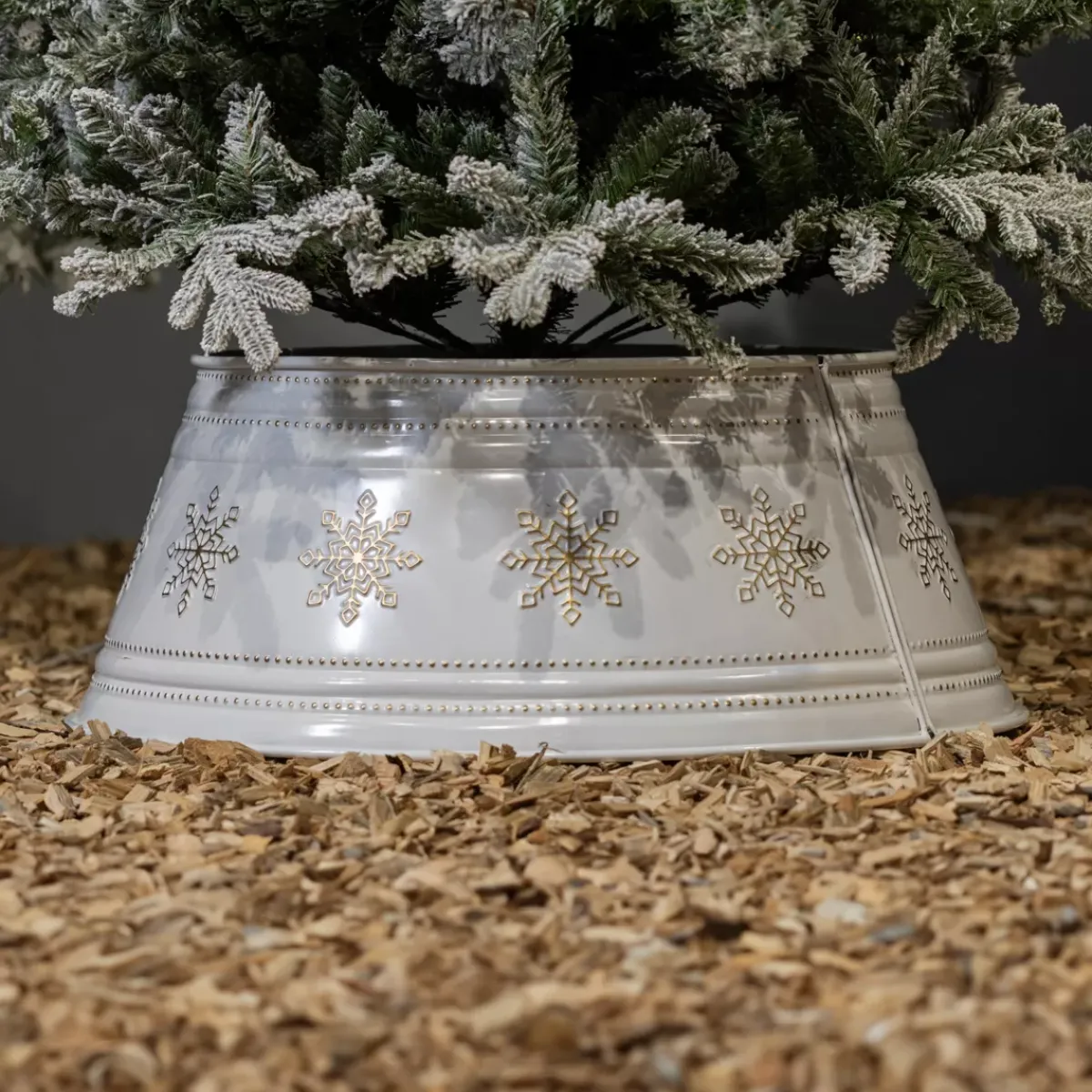 KAEMINGK Accessori Per Albero Di Natale-Coprivaso albero di Natale in metallo (D57 cm) e Fiocchi dorati