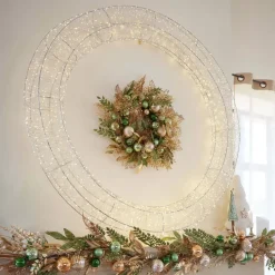 EMINZA Corona Di Natale|Oggetti Decorativi E Illuminati-Corona di Natale Gigante luminosa Micro 1800 LED (D116 cm) Scintilli e bianco caldo