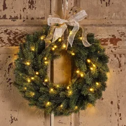 EMINZA Corona Di Natale-Corona di Natale luminosa Asarum D40 cm Bianco caldo