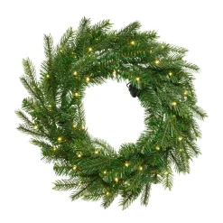 EMINZA Corona Di Natale-Corona di Natale luminosa (D50 cm) Grandis Verde e bianco caldo
