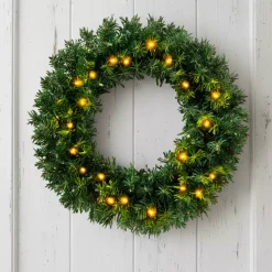 EMINZA Corona Di Natale-Corona di Natale luminosa (D60 cm) Royal Verde e bianco caldo