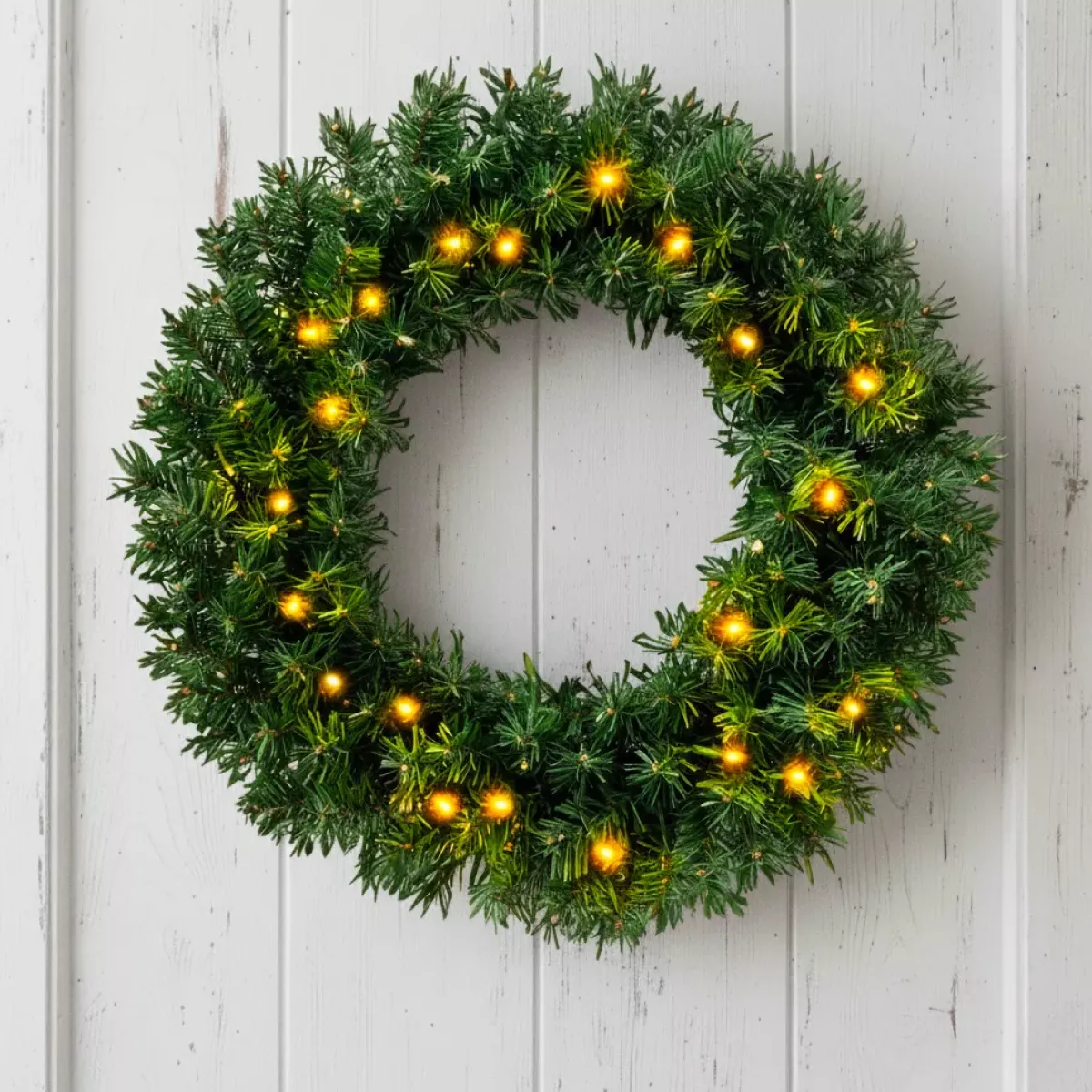 EMINZA Corona Di Natale-Corona di Natale luminosa (D60 cm) Royal Verde e bianco caldo