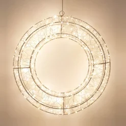 KOOPMAN Corona Di Natale|Oggetti Decorativi E Illuminati-Corona di Natale luminosa 500 micro LED (D38 cm) Star Light e bianco caldo