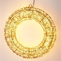KOOPMAN Corona Di Natale|Oggetti Decorativi E Illuminati-Corona di Natale luminosa 500 micro LED (D38 cm) Star Light e bianco caldo