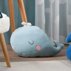 Cuscino balena per bambini (45 x 30 cm) Moby Blu