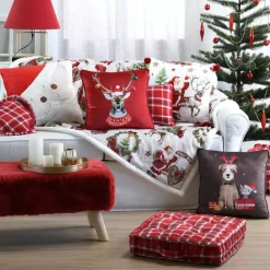 LOVELY CASA Plaid E Cuscini Di Natale-Cuscino (40 cm) Joyeux Marrone
