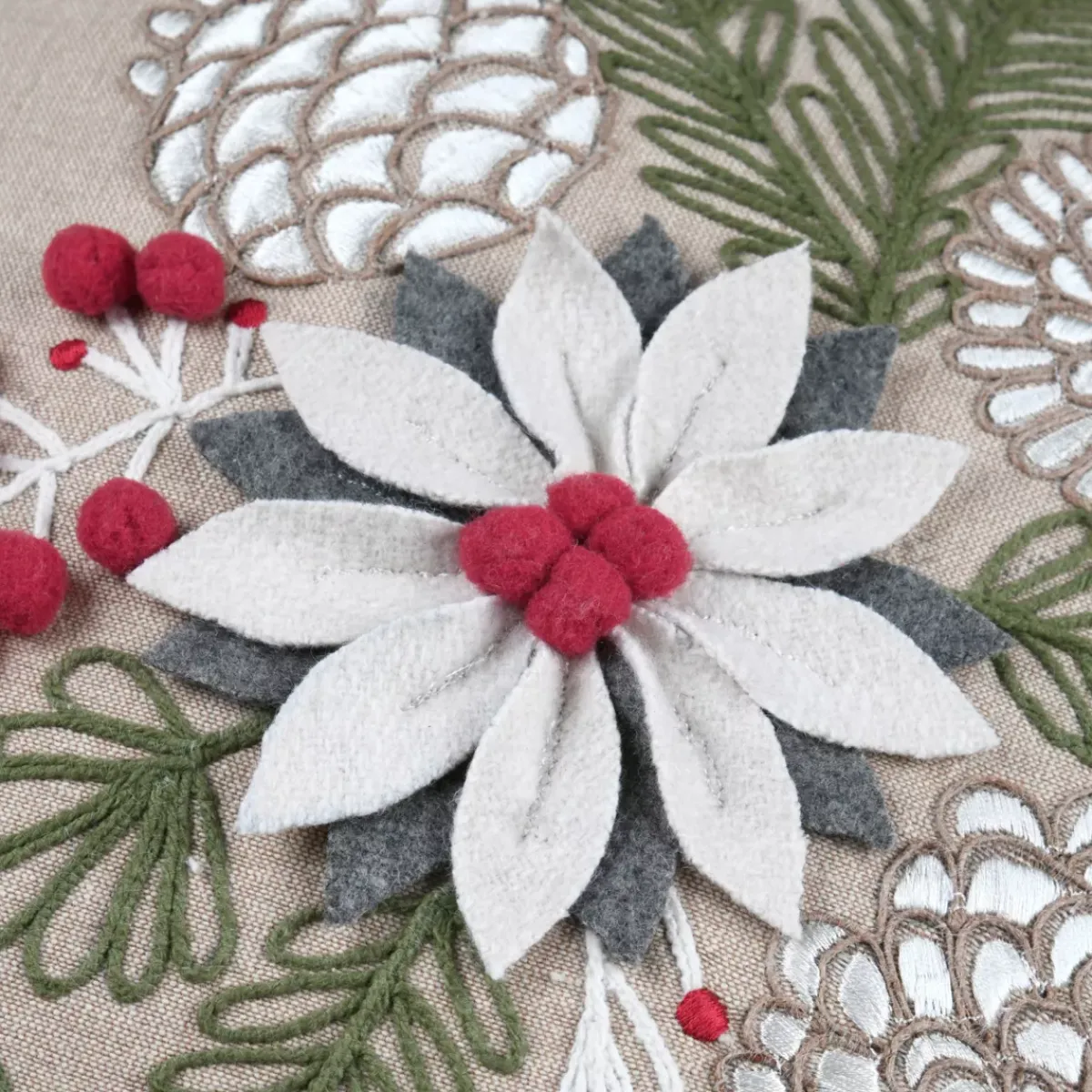 STOF Plaid E Cuscini Di Natale-Cuscino di Natale cotone e lana (45 x 45 cm) Winty