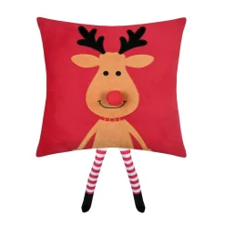 STOF Plaid E Cuscini Di Natale-Cuscino di Natale quadrato in velluto (45 x 45 cm) Edgard Renna Caramello