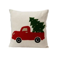 KAEMINGK Plaid E Cuscini Di Natale-Cuscino di Natale quadrato in cotone (45 x 45 cm) Allegro Furgoncino