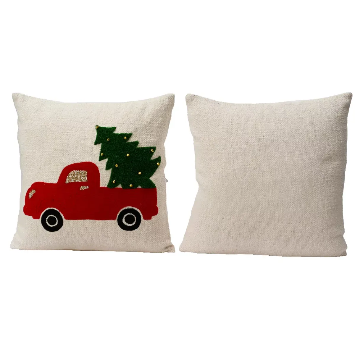 KAEMINGK Plaid E Cuscini Di Natale-Cuscino di Natale quadrato in cotone (45 x 45 cm) Allegro Furgoncino