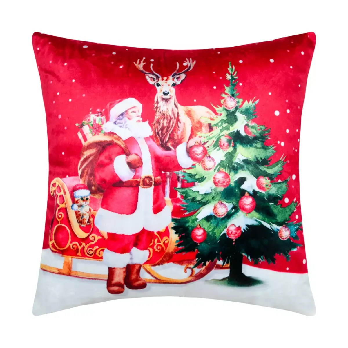 STOF Plaid E Cuscini Di Natale-Cuscino di Natale quadrato in velluto (40 x 40 cm) Vigilia di Natale