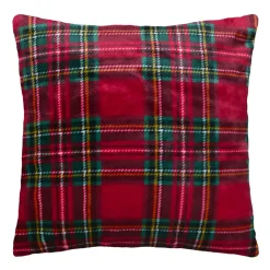 STOF Plaid E Cuscini Di Natale-Cuscino di Natale quadrato (45 x 45 cm) Tartan a quadri Verde e