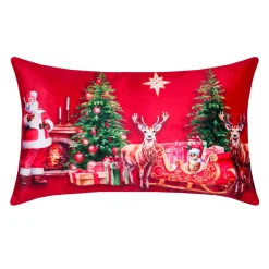 STOF Plaid E Cuscini Di Natale-Cuscino di Natale rettangolare in velluto (30 x 50 cm) Vigilia di Natale