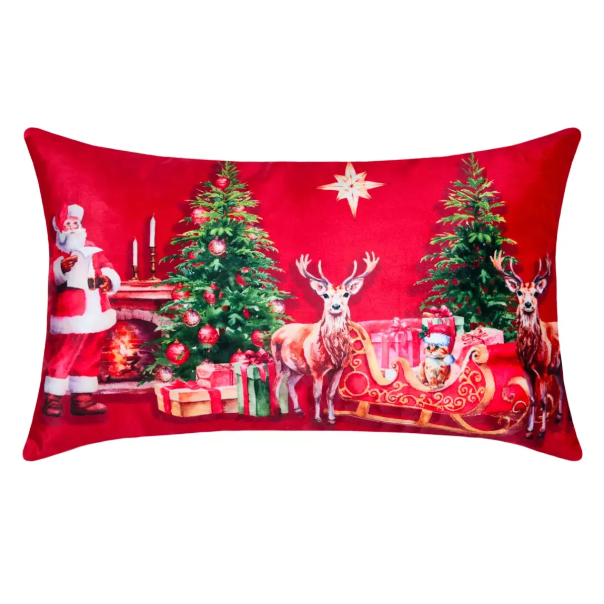 STOF Plaid E Cuscini Di Natale-Cuscino di Natale rettangolare in velluto (30 x 50 cm) Vigilia di Natale