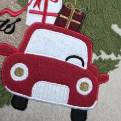 STOF Plaid E Cuscini Di Natale-Cuscino di Natale ricamato (45 x 45 cm) Merry Christmas Naturale