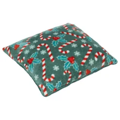 FEERIC LIGHTS Plaid E Cuscini Di Natale-Cuscino natalizio quadrato (40 cm) Agrifoglio e bastoncino di zucchero