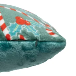 FEERIC LIGHTS Plaid E Cuscini Di Natale-Cuscino natalizio quadrato (40 cm) Agrifoglio e bastoncino di zucchero