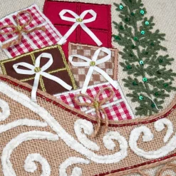 STOF Plaid E Cuscini Di Natale-Cuscino natalizio quadrato ricamato (45 x 45 cm) Slitta