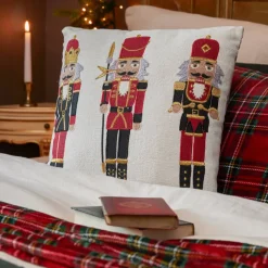 JJA Plaid E Cuscini Di Natale-Cuscino natalizio quadrato (45 x 45 cm) Soldato Schiaccianoci