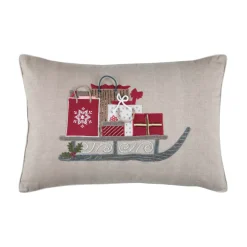 STOF Plaid E Cuscini Di Natale-Cuscino natalizio rettangolare in cotone (40 x 60 cm) Vigilia regali