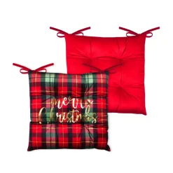 STOF Plaid E Cuscini Di Natale-Cuscino per sedia natalizio quadrato velluto (38 x 38 cm) Harold