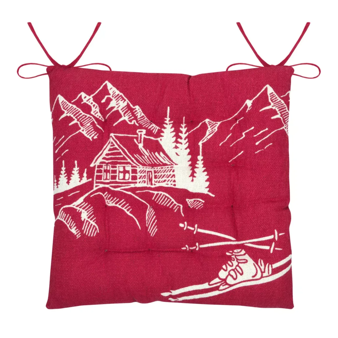 Cuscino per sedia quadrato in cotone (38x38 cm) Villard Bordeaux