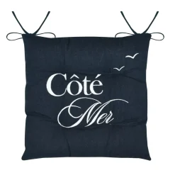 Cuscino per sedia quadrato in cotone (38x38 cm) Bordemer Blu navy