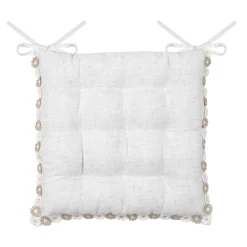 Cuscino per sedia quadrato in cotone (38 x 38 cm) Camille Ecru