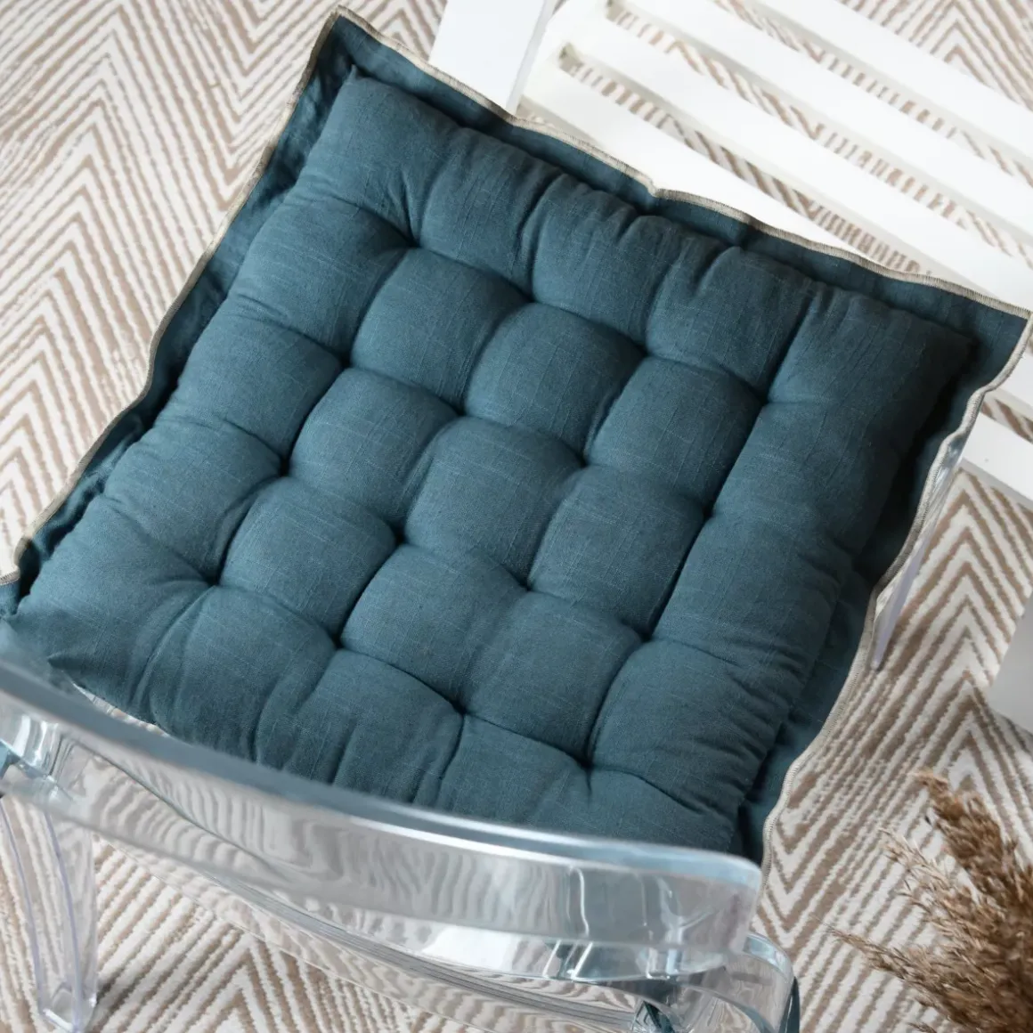 Cuscino per sedia quadrato in cotone (38 x 38 cm) Helios Blu