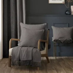 L'EFFET PAPILLON Cuscini E Fodere-Cuscino quadrato cotone (45 x 45 cm) Sixtine Grigio ardesia