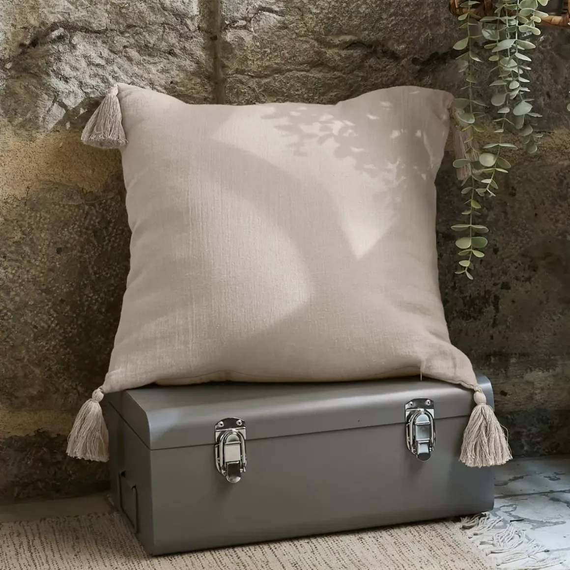 Cuscino quadrato garza di cotone (40 cm) Gaïa Beige pampa