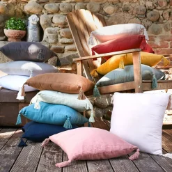 Cuscino quadrato garza di cotone (40 cm) Gaïa Blu notte