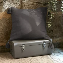 Cuscino quadrato garza di cotone (40 cm) Gaïa Grigio granito