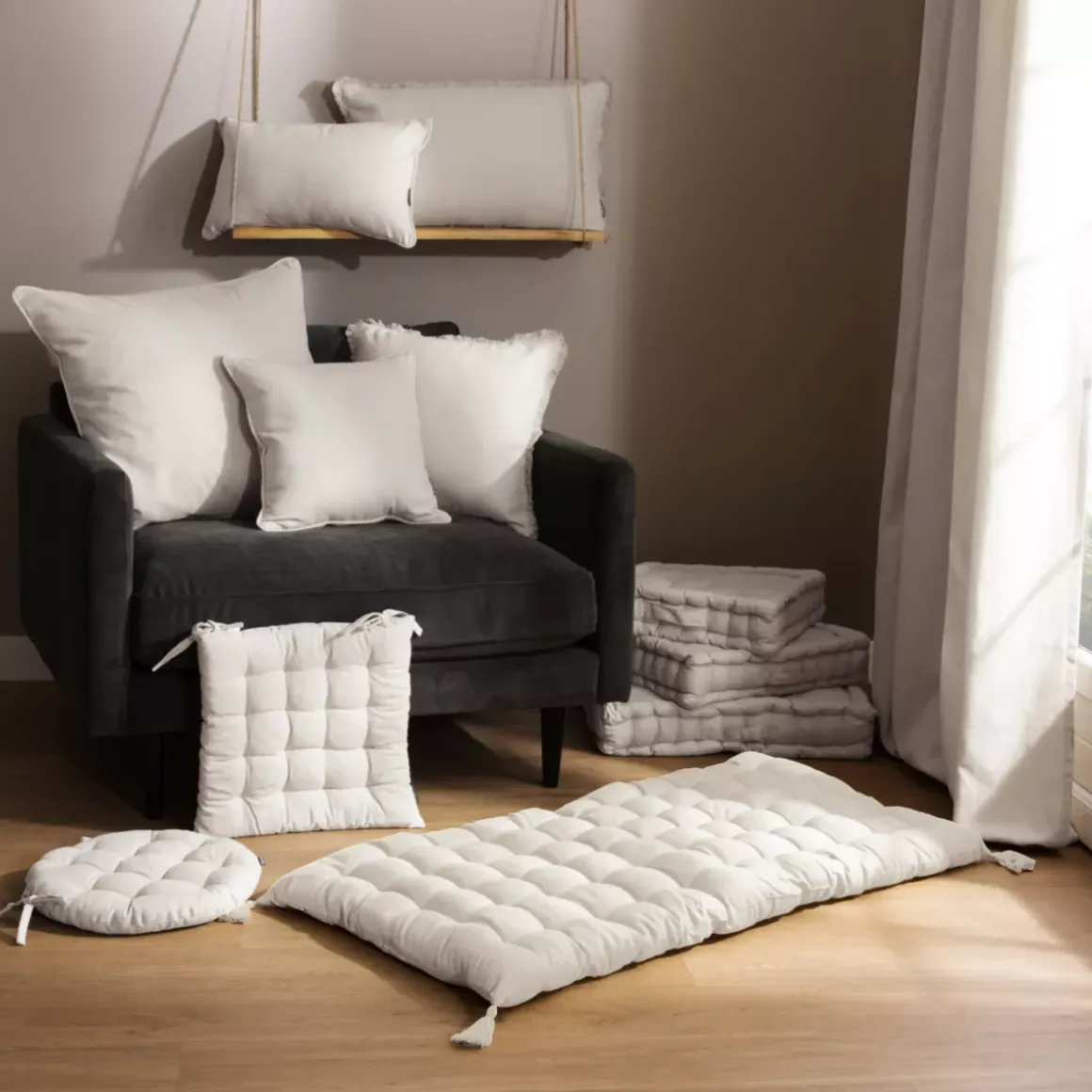 Cuscino quadrato in cotone (40 x 40 cm) Pixel Beige
