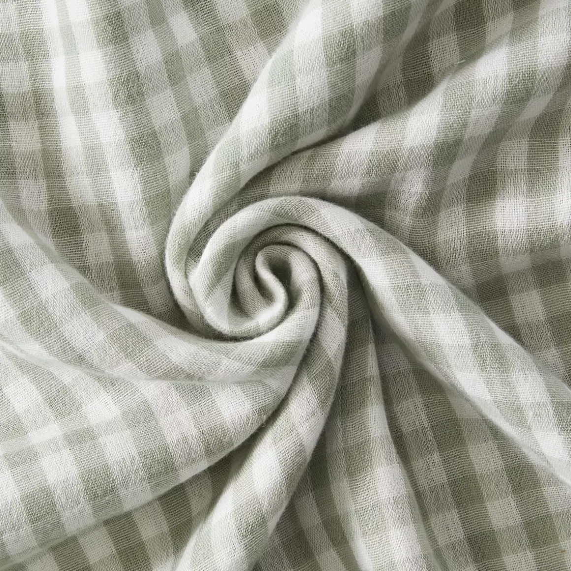 Cuscino quadrato in garza di cotone (45 x 45 cm) Gaïa vichy Verde eucalipto