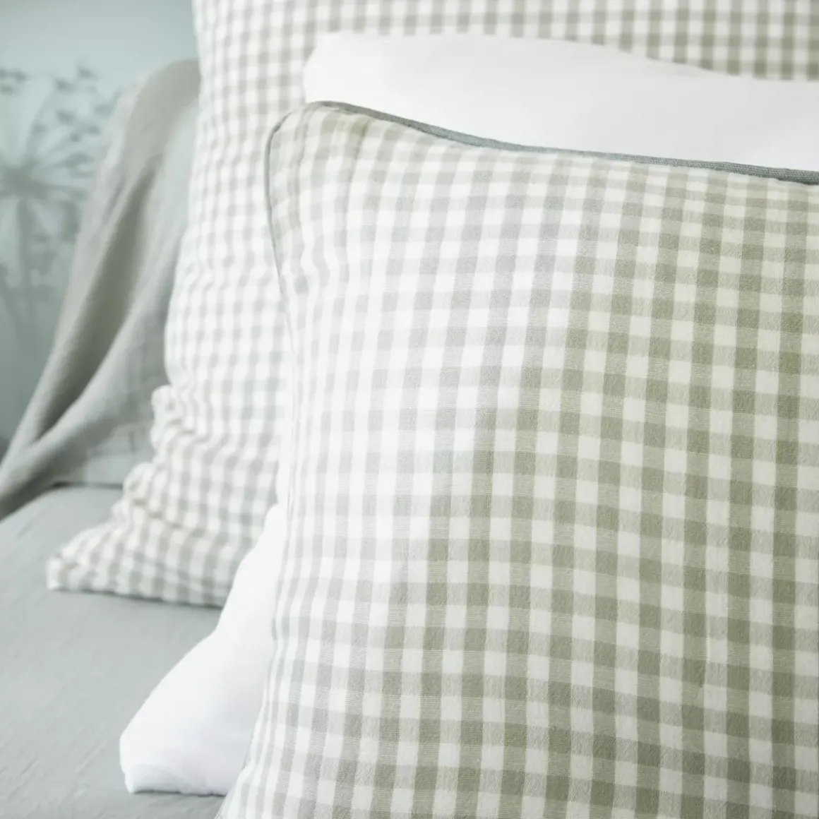 Cuscino quadrato in garza di cotone (45 x 45 cm) Gaïa vichy Verde eucalipto