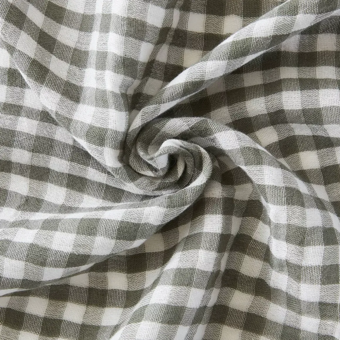 Cuscino quadrato in garza di cotone (45 x 45 cm) Gaïa vichy Verde rosmarino