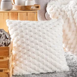 Cuscino quadrato in similpelliccia (45 x 45 cm) Frosty Ecru
