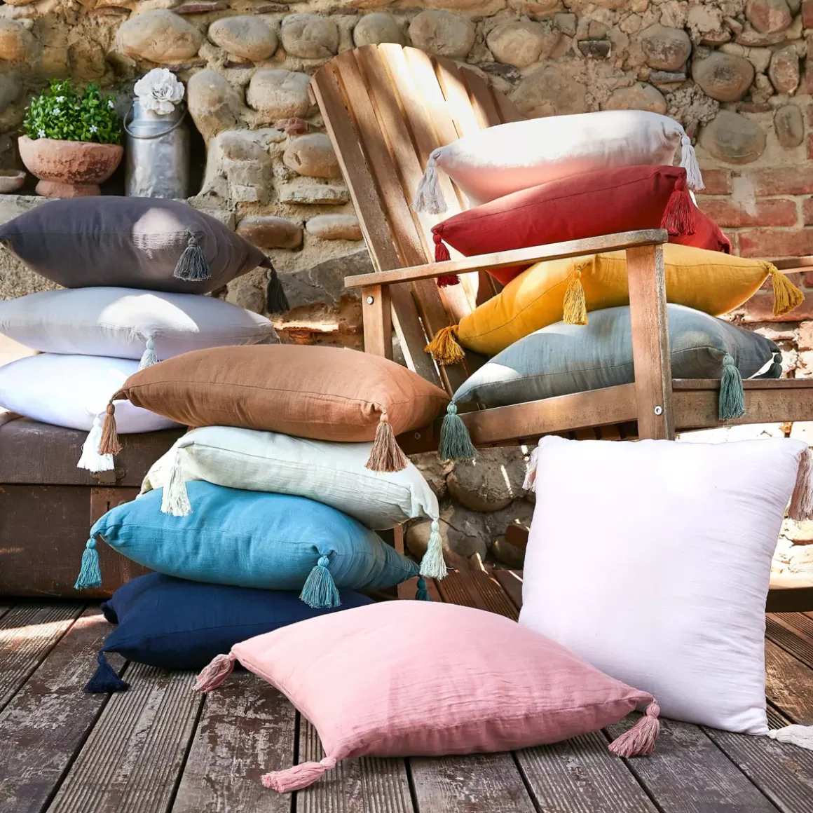 Cuscino rettangolare garza di cotone (40 x 60 cm) Gaïa Albicocca