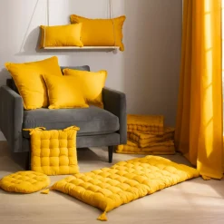 Cuscino rettangolare in cotone (30 x 50 cm) Pixel Giallo senape