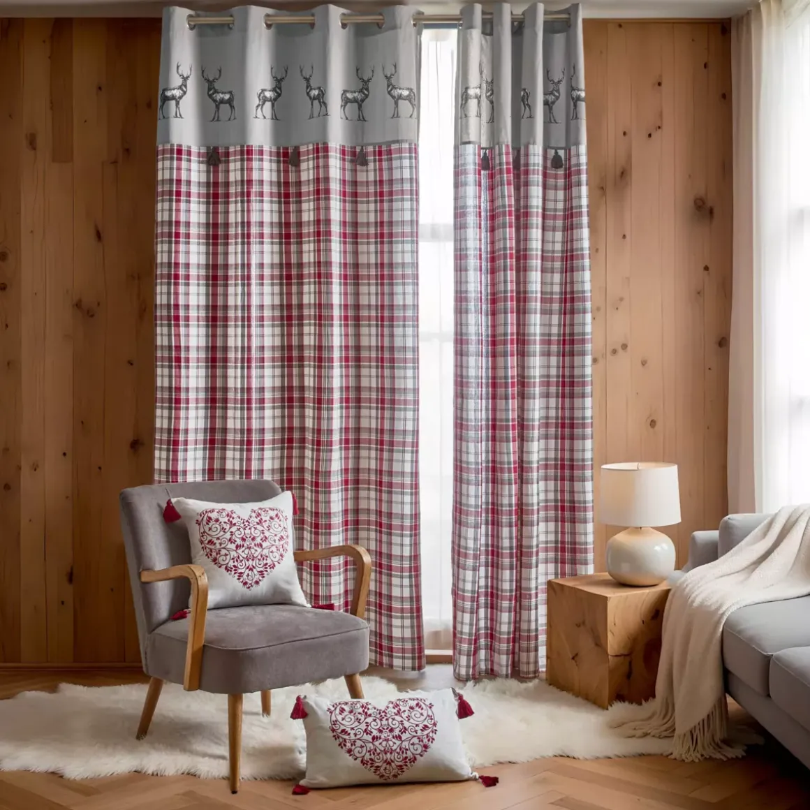 Cuscino rettangolare in cotone (30 x 50 cm) Megeve Rosso