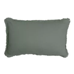 Cuscino rettangolare in cotone (40 x 60 cm) Pixel con frange Verde cachi