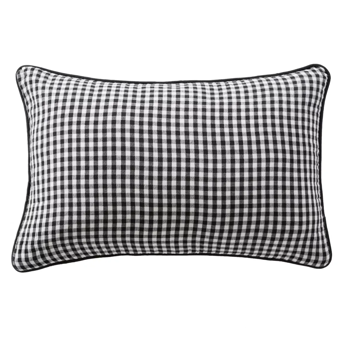 Cuscino rettangolare in garza di cotone (40 x 60 cm) Gaïa vichy Nero