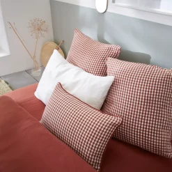 Cuscino rettangolare in garza di cotone (40 x 60 cm) Gaïa vichy Terracotta