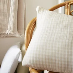 EMINZA Cuscini E Fodere-Cuscino rettangolare in garza di cotone (40 x 60 cm) Gaïa vichy Beige