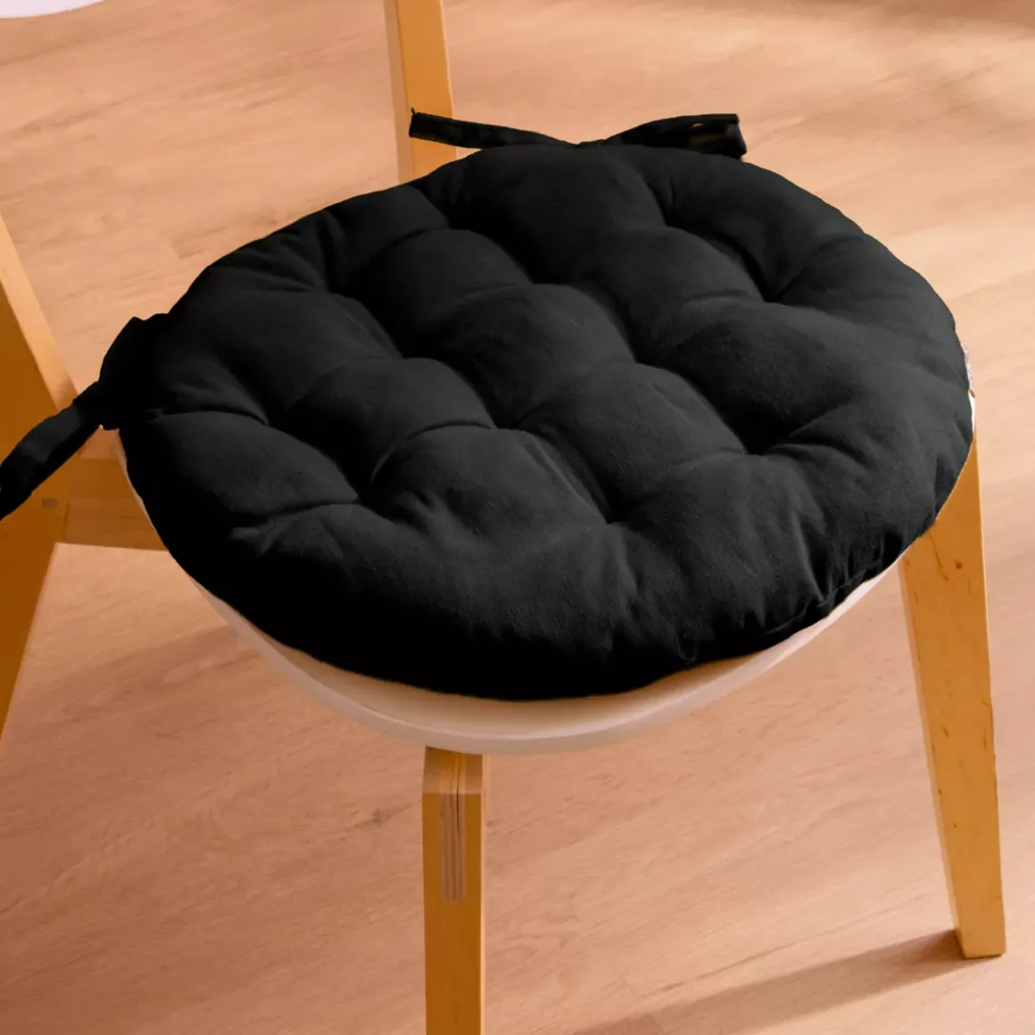 Cuscino rotondo per sedia in cotone (40 cm) Pixel Nero