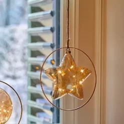 KAEMINGK Decorazioni E Oggetti Natalizi|Oggetti Decorativi E Illuminati-Decorazione da appendere luminosa a pile 15 LED (D26 cm) Stella Invernale /bianco caldo