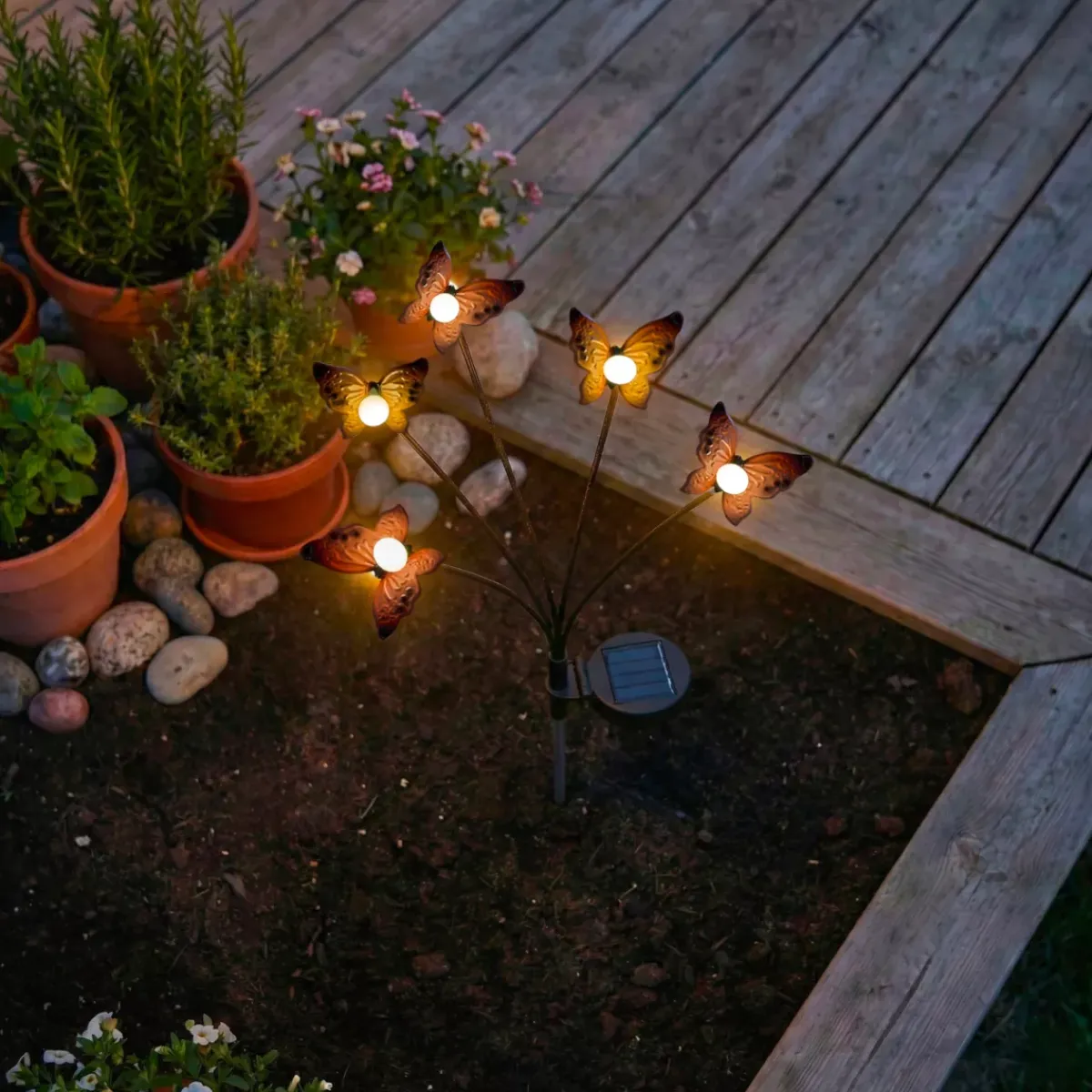 KAEMINGK Luci Per Esterno-Decorazione luminosa Solare con picchetto (H60 cm) Farfalle e bianco caldo