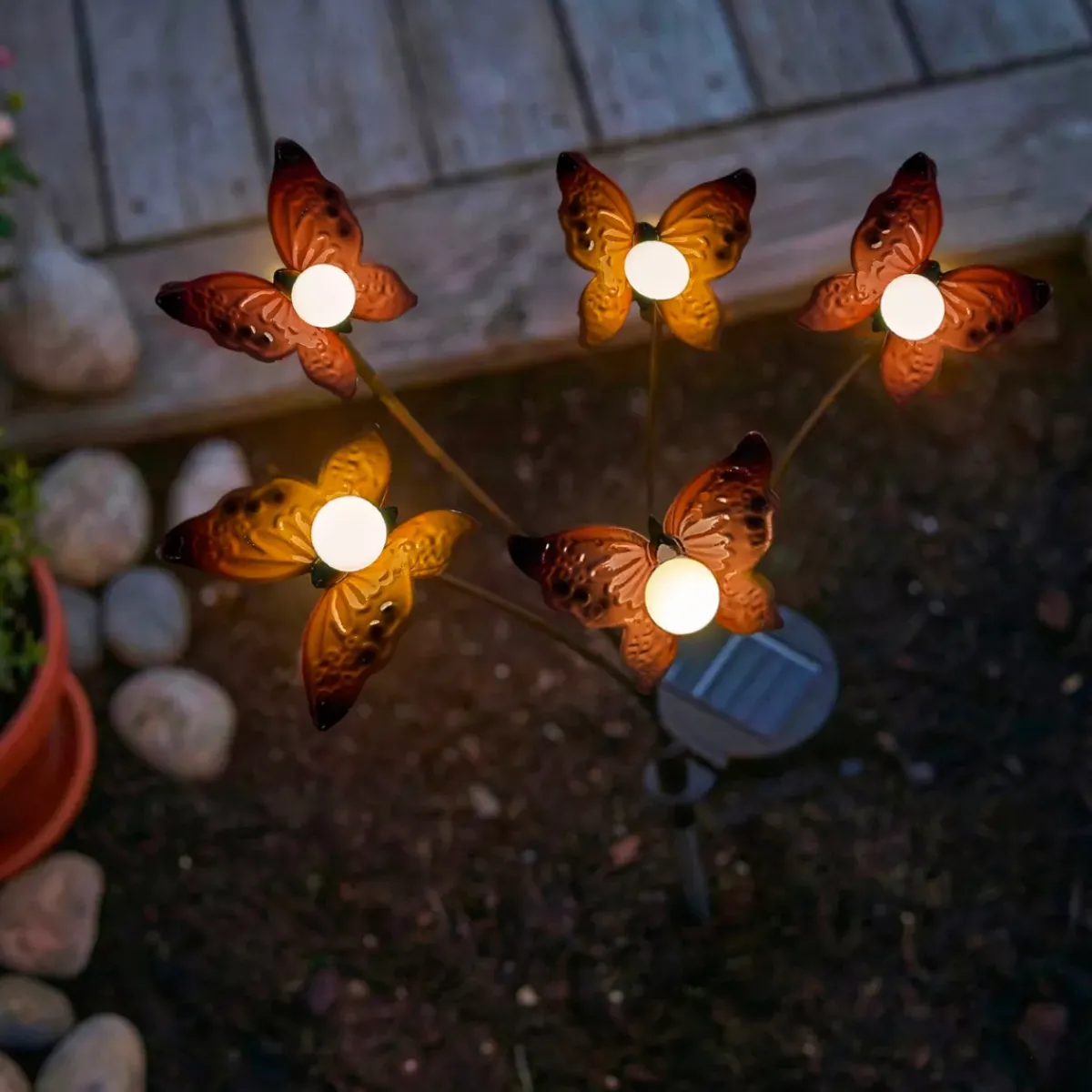 KAEMINGK Luci Per Esterno-Decorazione luminosa Solare con picchetto (H60 cm) Farfalle e bianco caldo